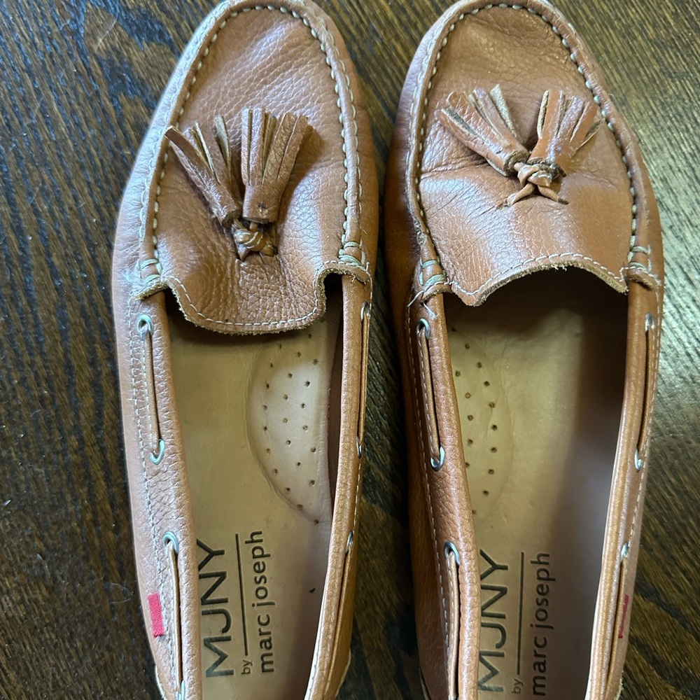 MJNY by Marc Joseph Tan Leather Tassel Loafers